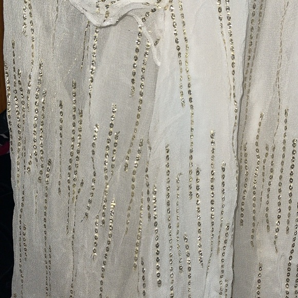 Calligraphie XL Sheer Blouse Women Top White Gold - Picture 9 of 12